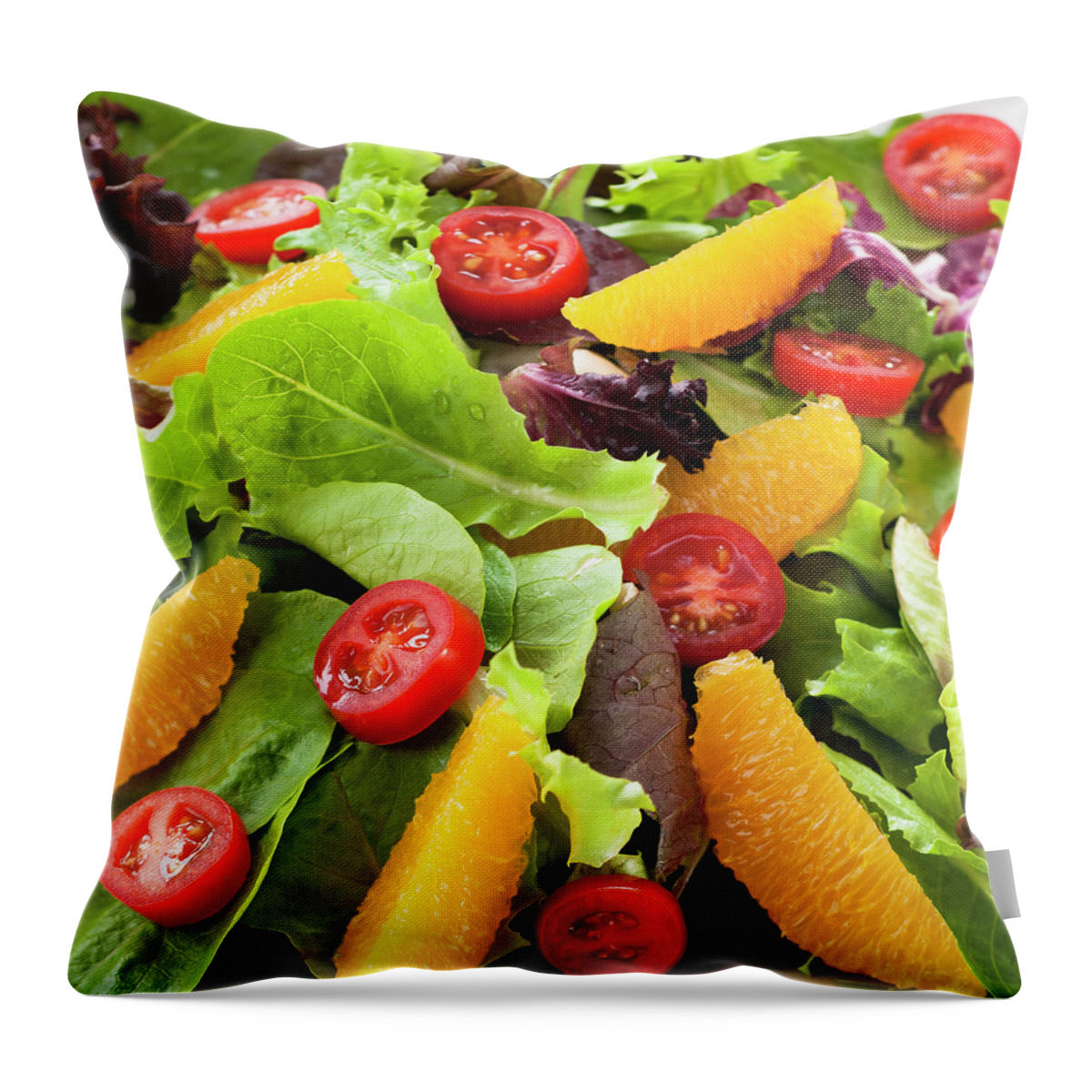Orange Color Throw Pillow featuring the photograph Fresh Salad On Plate by Tetra Images