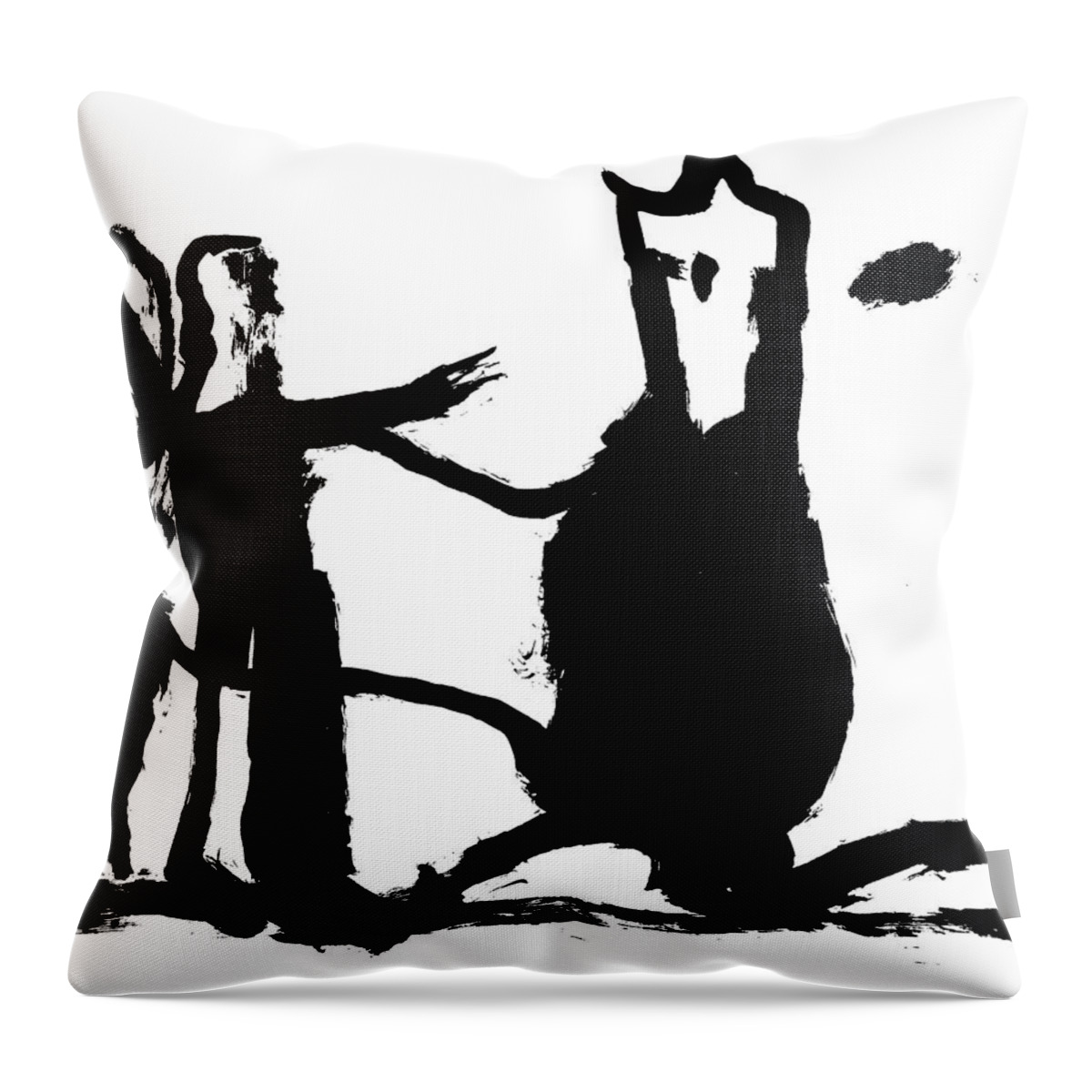 Frisbee Throw Pillow featuring the drawing Frisbee dog by Edgeworth Johnstone
