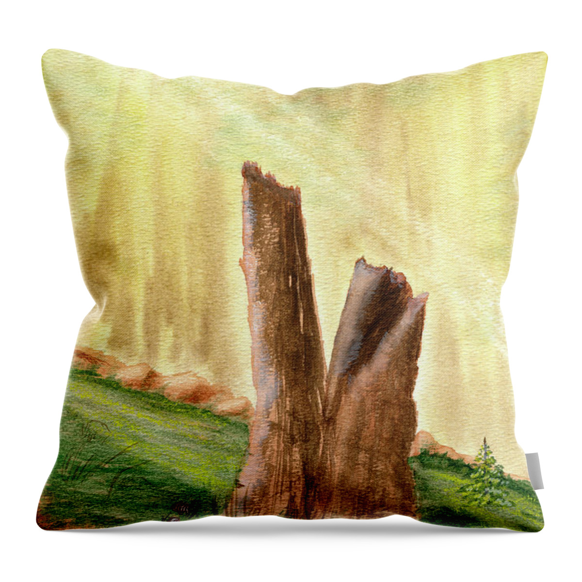Sun Throw Pillow featuring the painting From Ruins Comes New Life by Richard Stedman