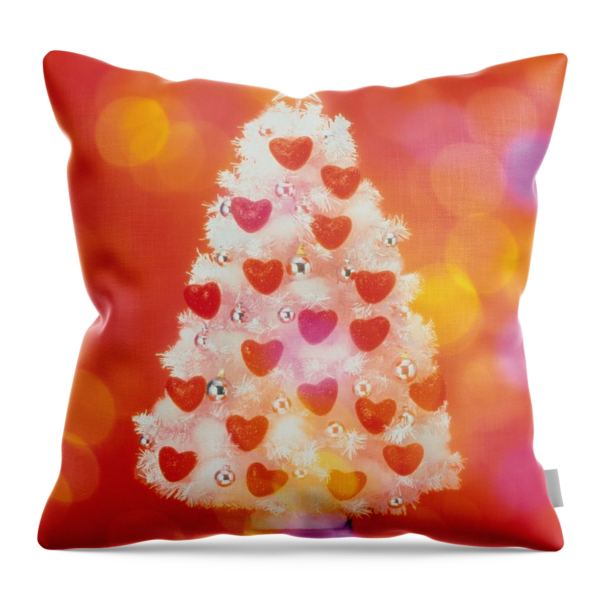 Event Throw Pillow featuring the photograph Frosted Christmas Tree Decorated With by Daj