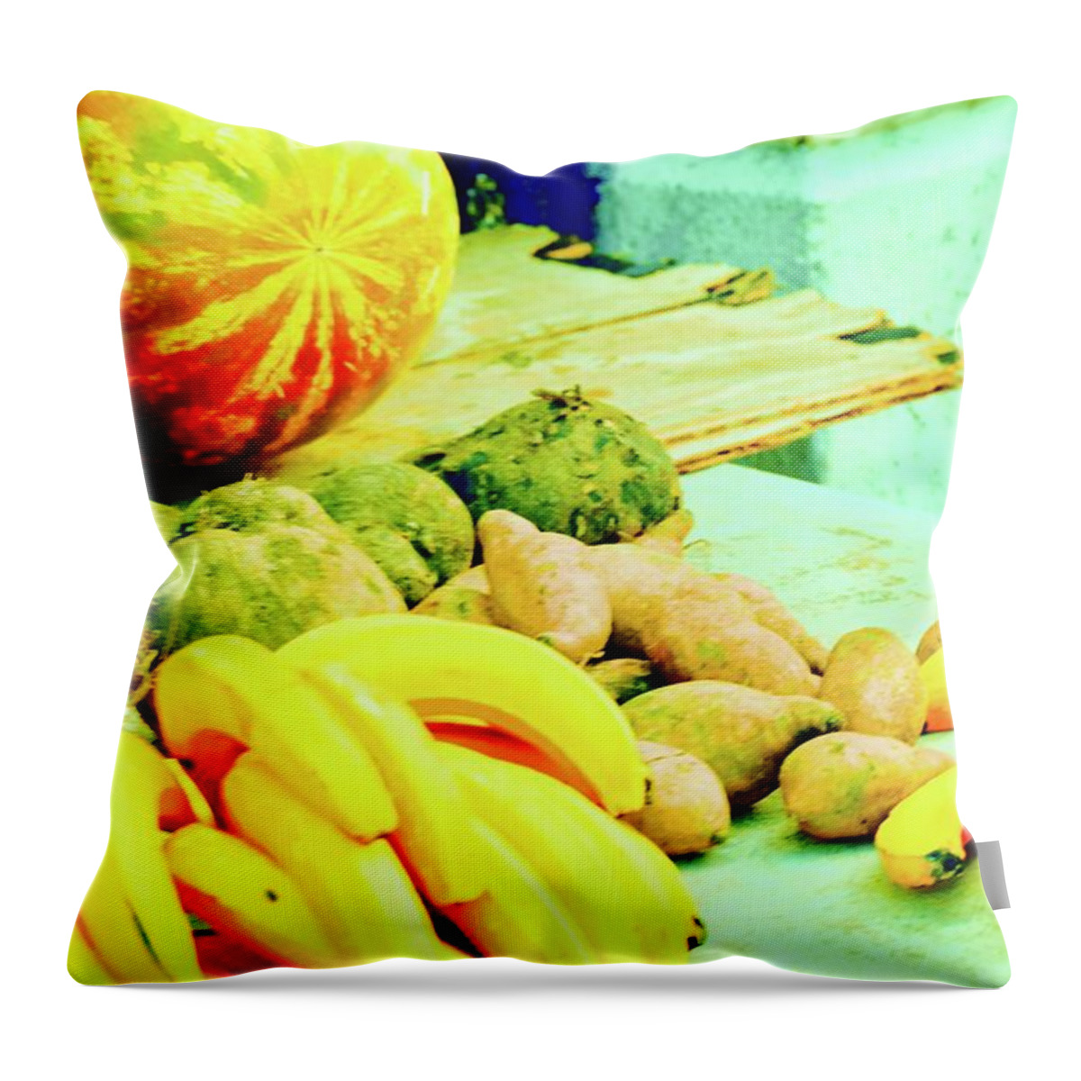 Fruit Throw Pillow featuring the photograph Frutas de Marcedo by Debra Grace Addison