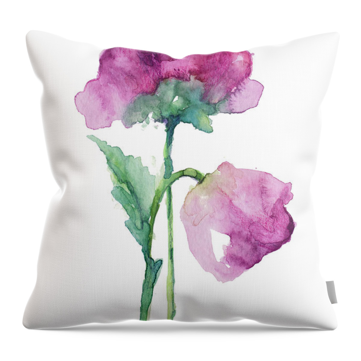 Fuchsia Throw Pillow featuring the painting Fuchsia Tulip And Orchid Bud by Lanie Loreth