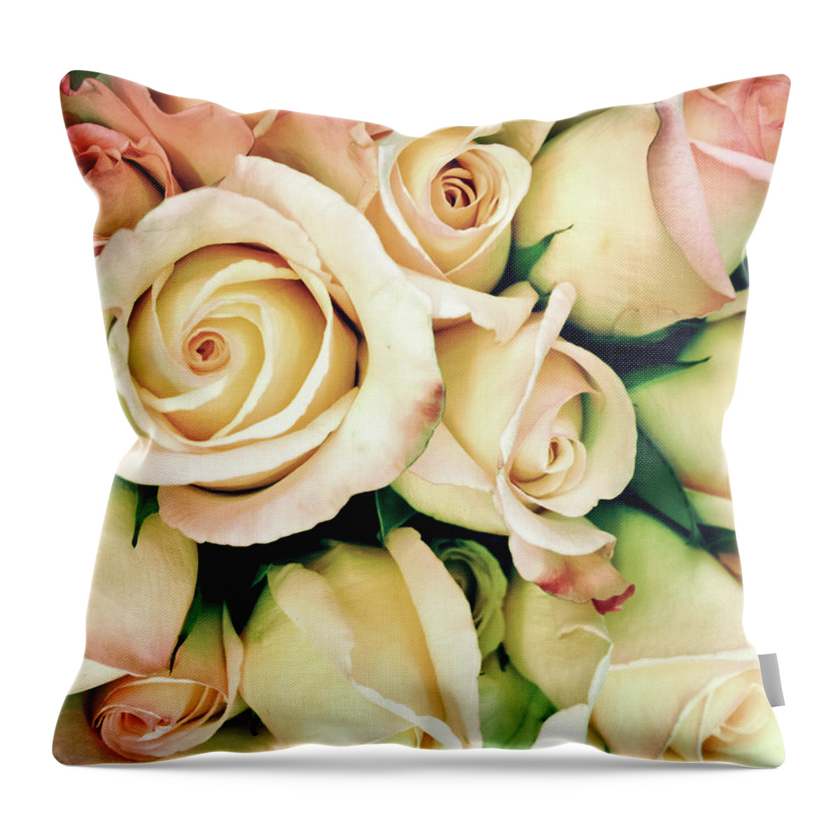 Petal Throw Pillow featuring the photograph Full Frame Cross Processed Rose Bouquet by Travelif