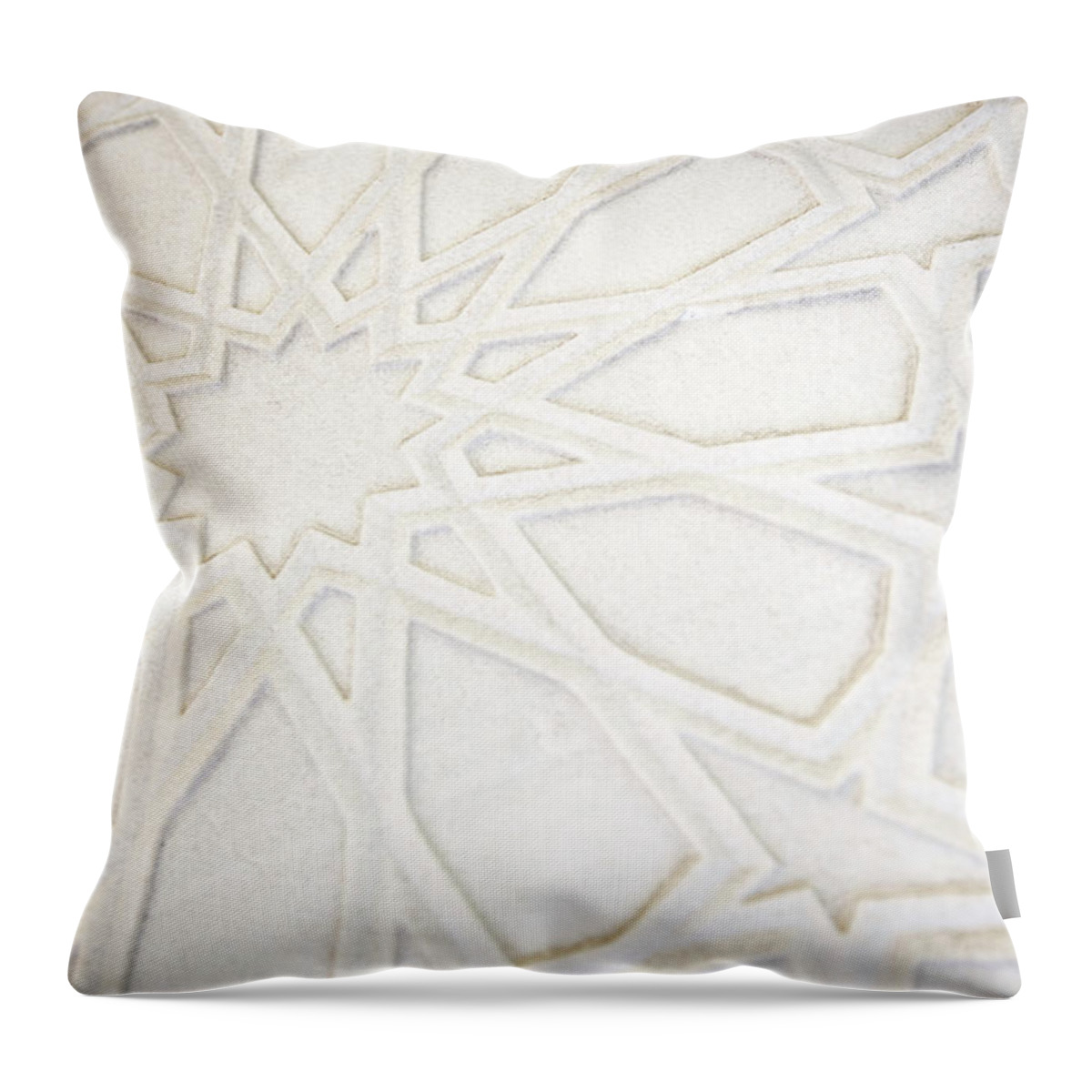 Marble Throw Pillow featuring the photograph Full Frame Islamic Pattern White Marble by Peskymonkey