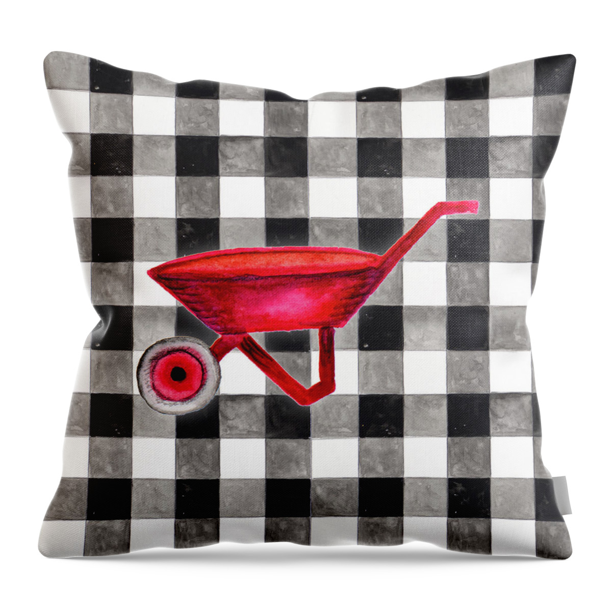 Plaid Throw Pillow featuring the mixed media Fun Farm Icon Vi by Janice Gaynor