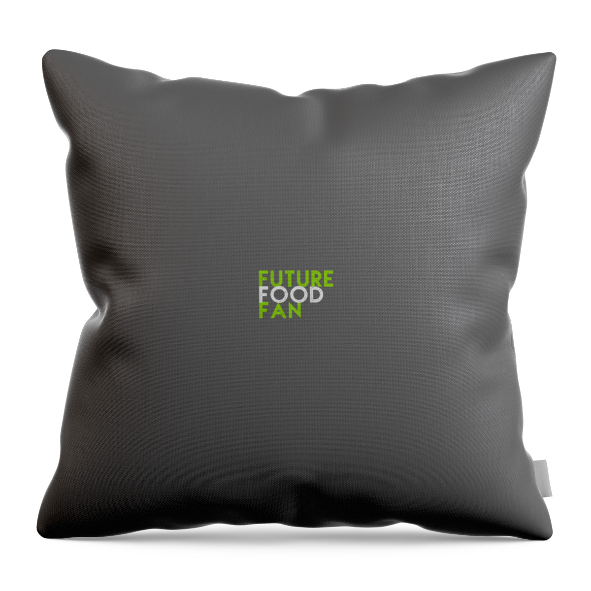  Throw Pillow featuring the drawing Future food fan left justified - green and gray by Charlie Szoradi