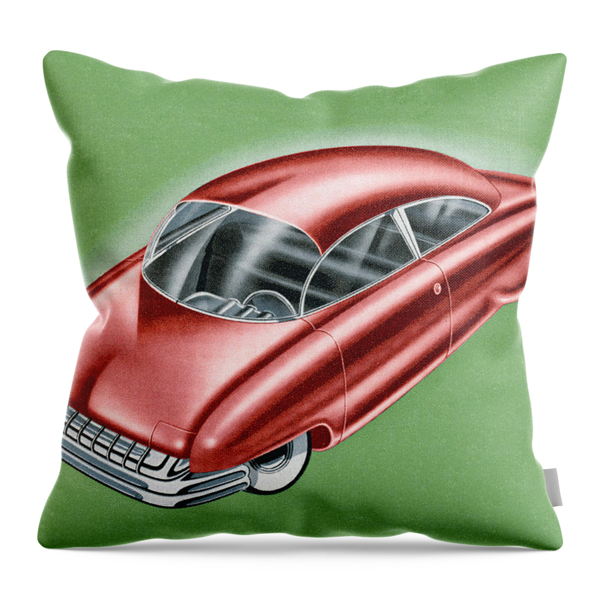 Auto Throw Pillow featuring the drawing Futuristic Red Car by CSA Images