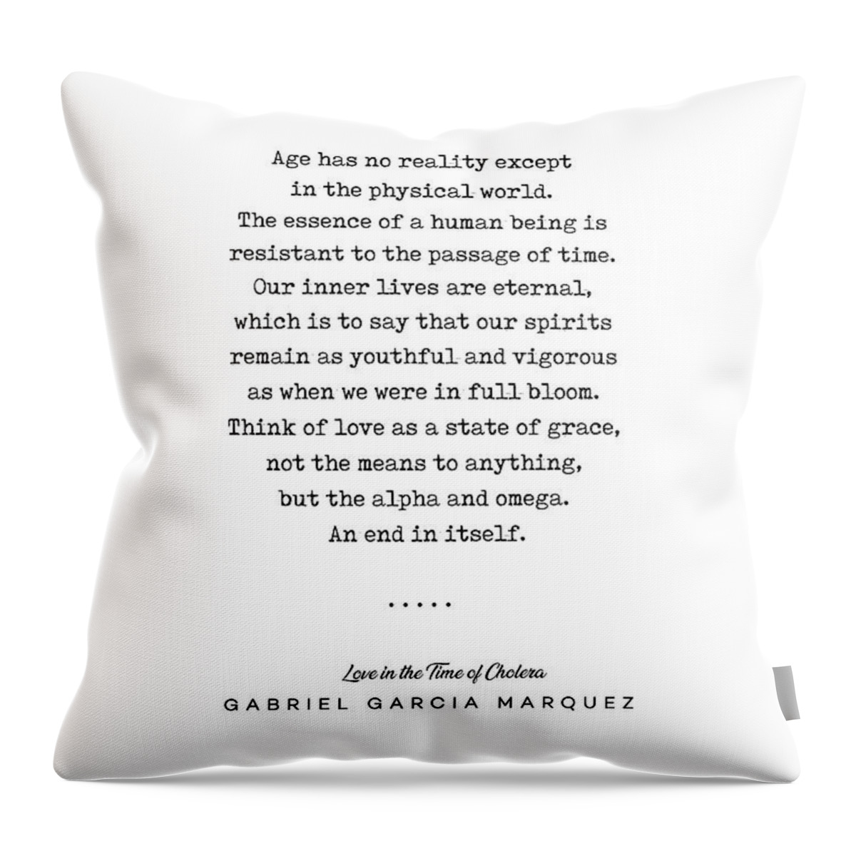 Gabriel Garcia Marquez Quote Throw Pillow featuring the mixed media Gabriel Garcia Marquez Quote 01 - Typewriter - Minimal, Modern, Classy, Sophisticated Art Prints by Studio Grafiikka