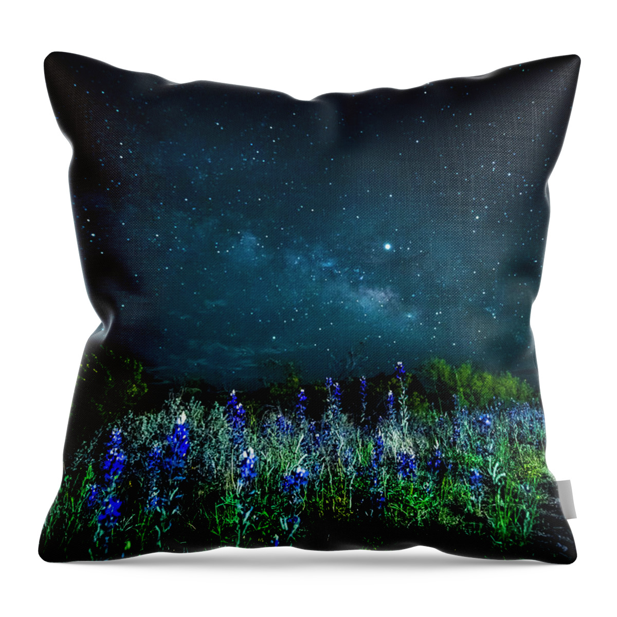 Big Bend Throw Pillow featuring the photograph Galactic Bluebonnets by David Morefield