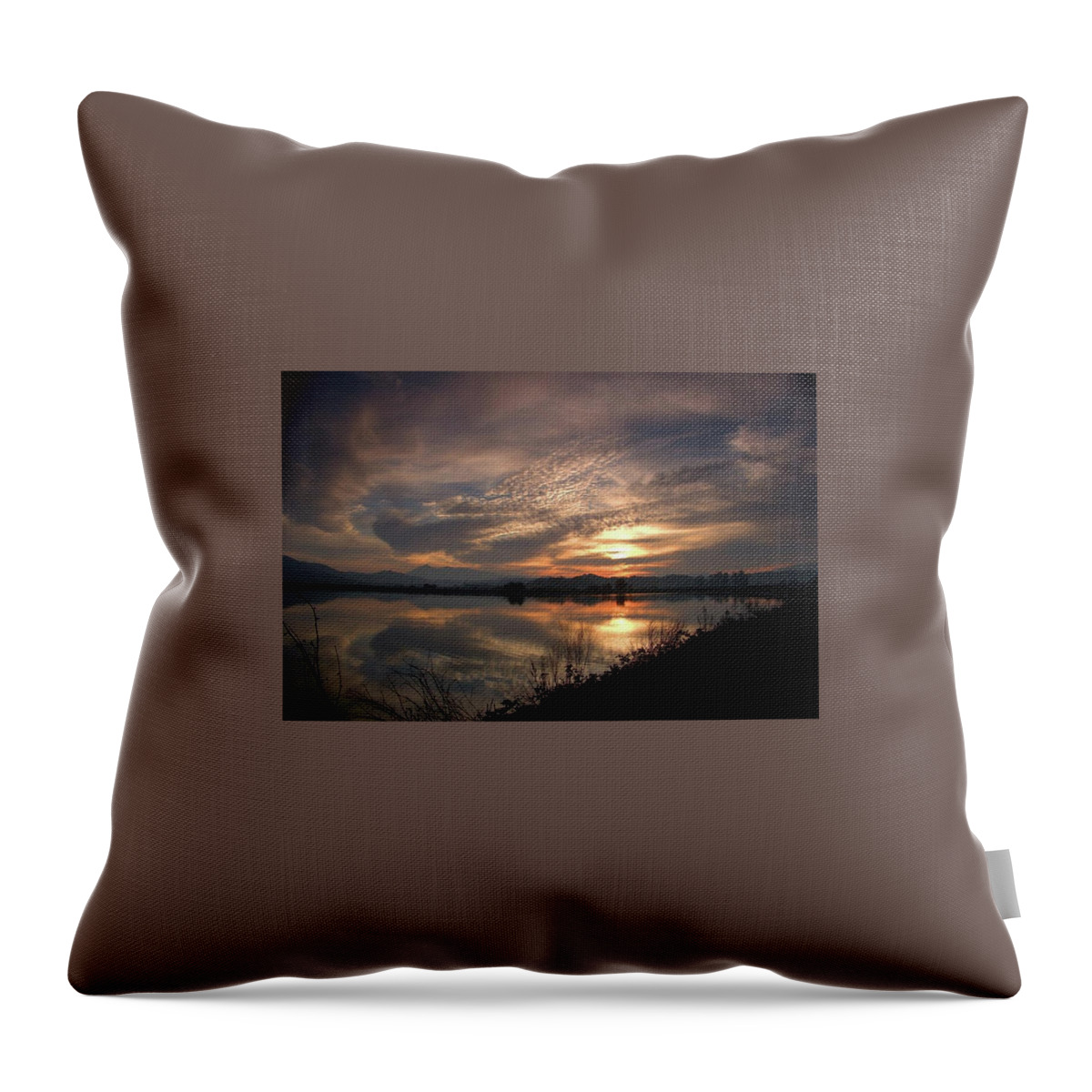 Gallinas Marsh Throw Pillow featuring the photograph Gallinas Marsh Sunset by John Parulis