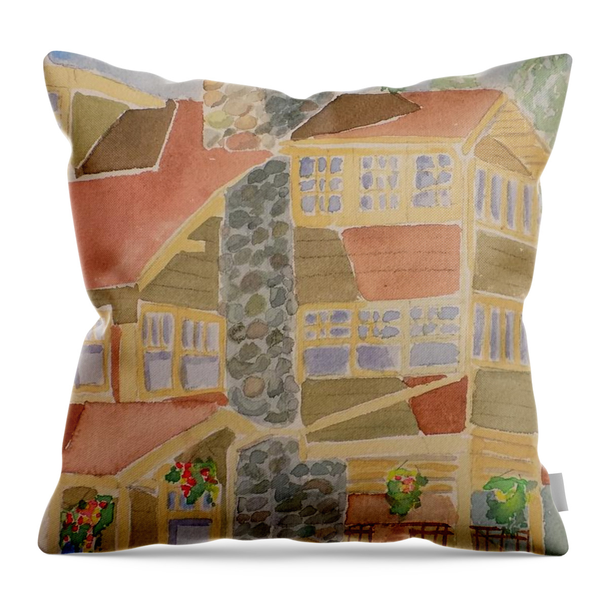 State Game Lodge Throw Pillow featuring the painting Game Lodge by Rodger Ellingson