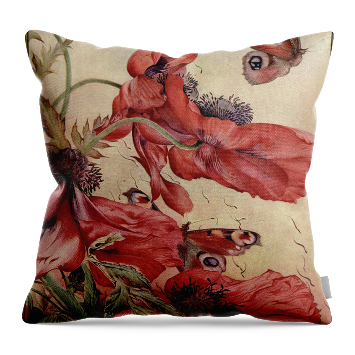 Botanical & Floral+flowers+other Throw Pillow featuring the painting Garden Fantasy IIi by Unknown
