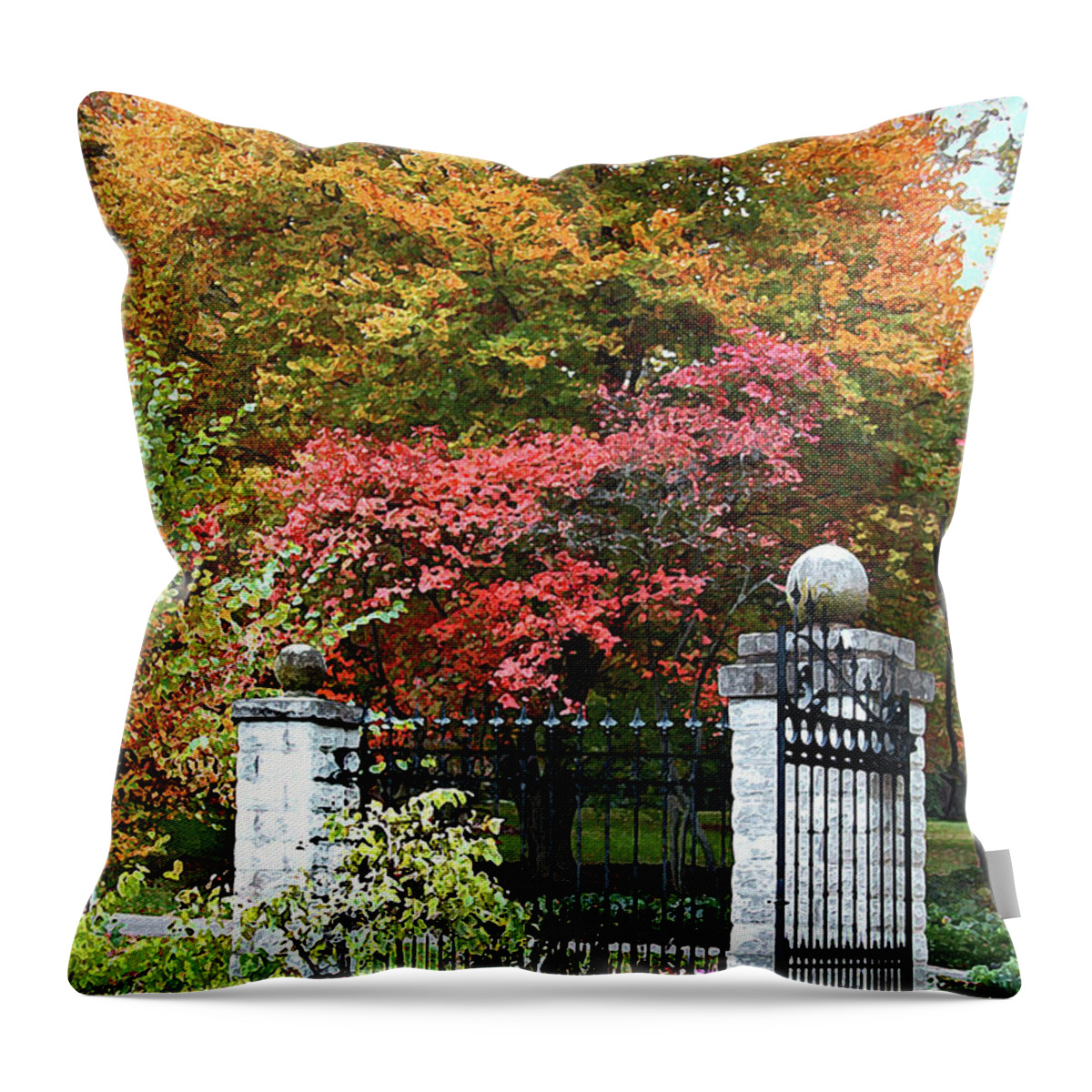 Garden Gate Throw Pillow featuring the digital art Garden Gate by John Lautermilch