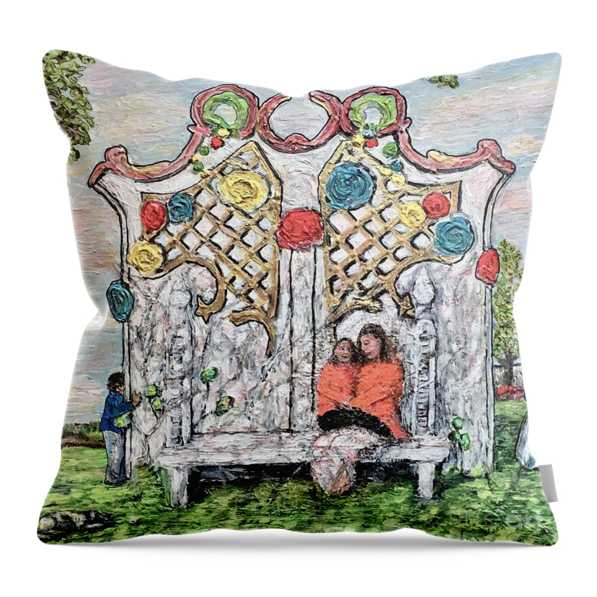 Garden Party Throw Pillow featuring the painting Garden Party by Richard Wandell