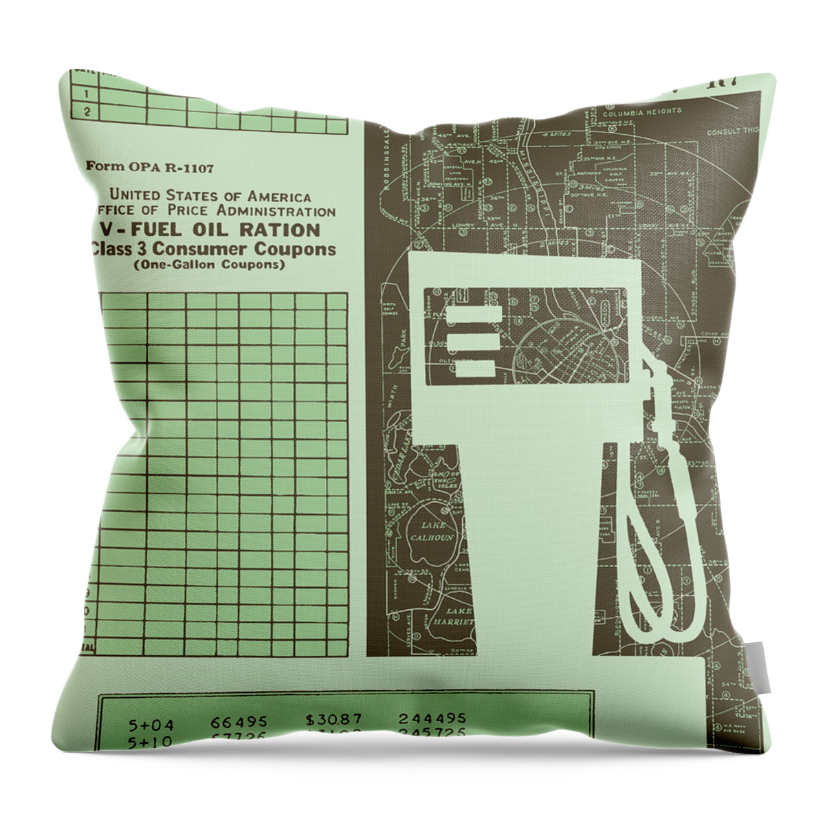 Campy Throw Pillow featuring the drawing Gas Station Pump by CSA Images