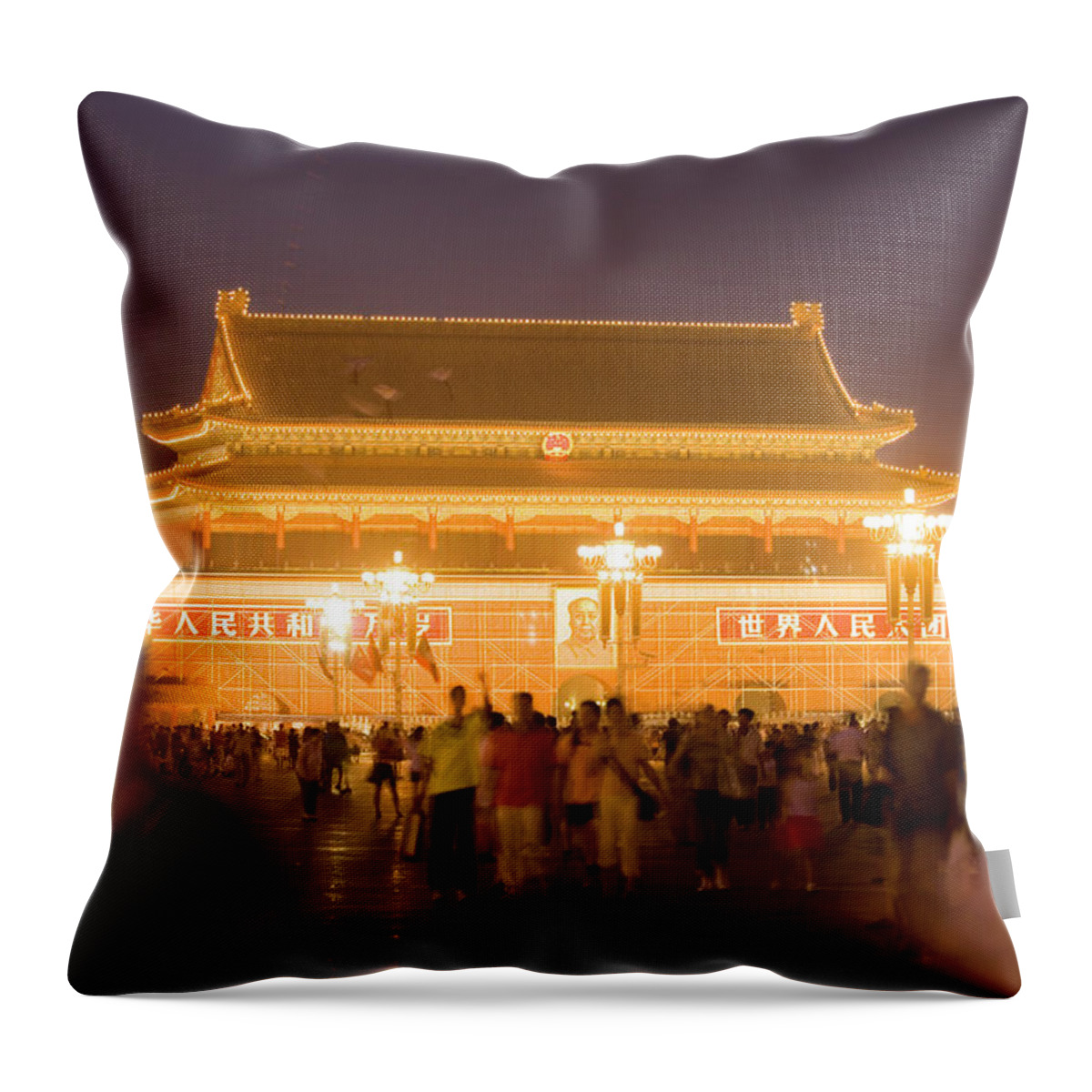Chinese Culture Throw Pillow featuring the photograph Gate Of Heavenly Peace Under Renovation by Lonely Planet