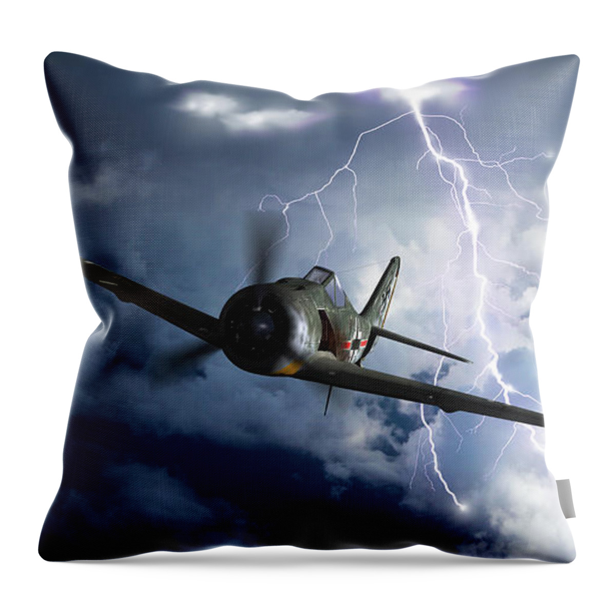 Luftwaffe Throw Pillow featuring the digital art Gathering Storm - Cropped by Mark Donoghue