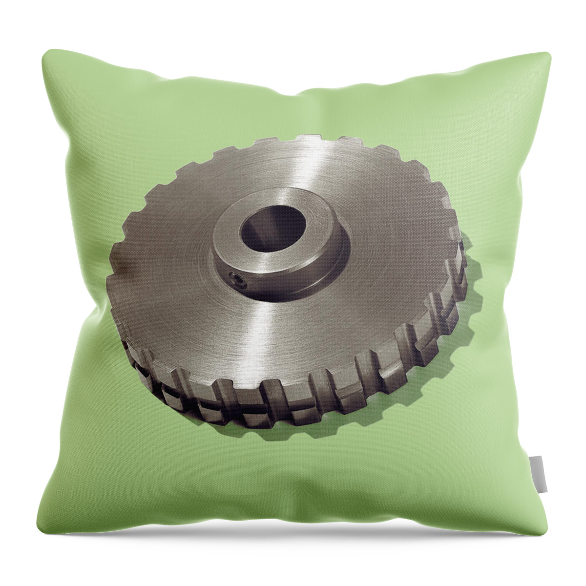 Antiseptic Throw Pillow featuring the drawing Gear on Green Background by CSA Images
