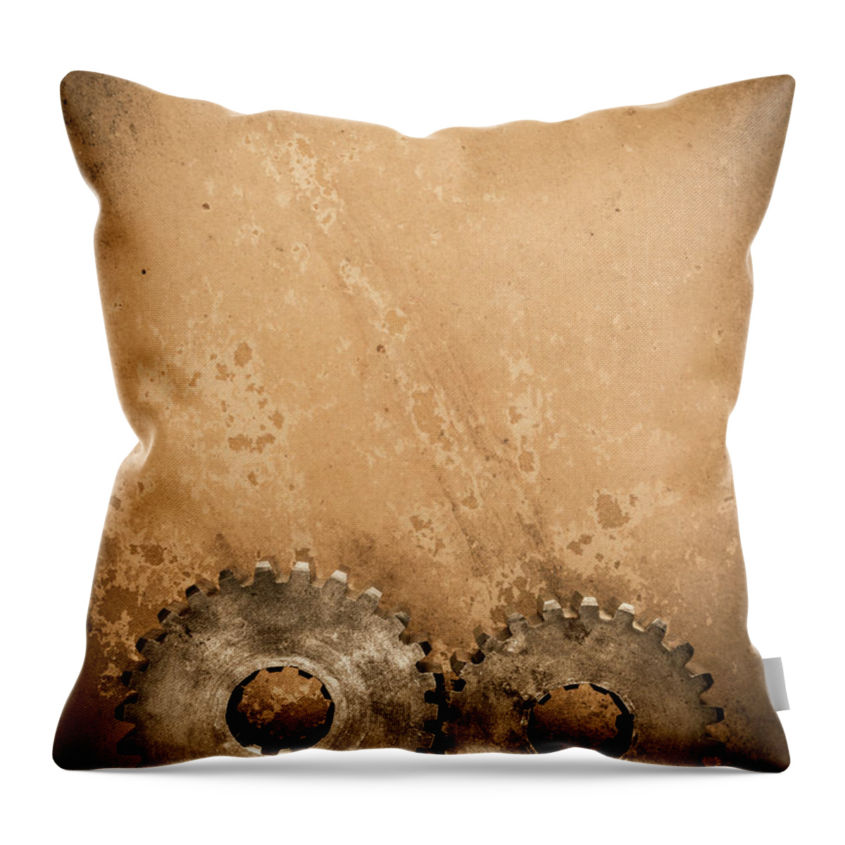 Coordination Throw Pillow featuring the photograph Gears On Textured Paper by Gary S Chapman