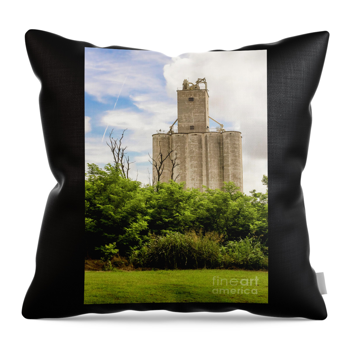 Geary Grain Elevator Throw Pillow featuring the photograph Geary Grain Elevator by Imagery by Charly