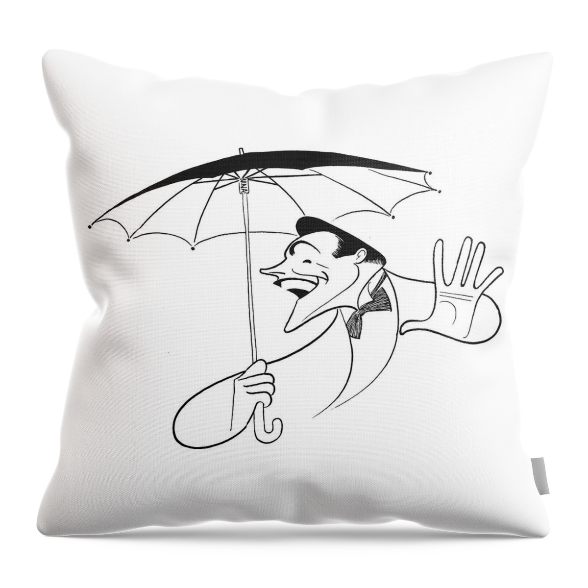 Film Throw Pillow featuring the drawing Gene Kelly In Singin In The Rain by Al Hirschfeld