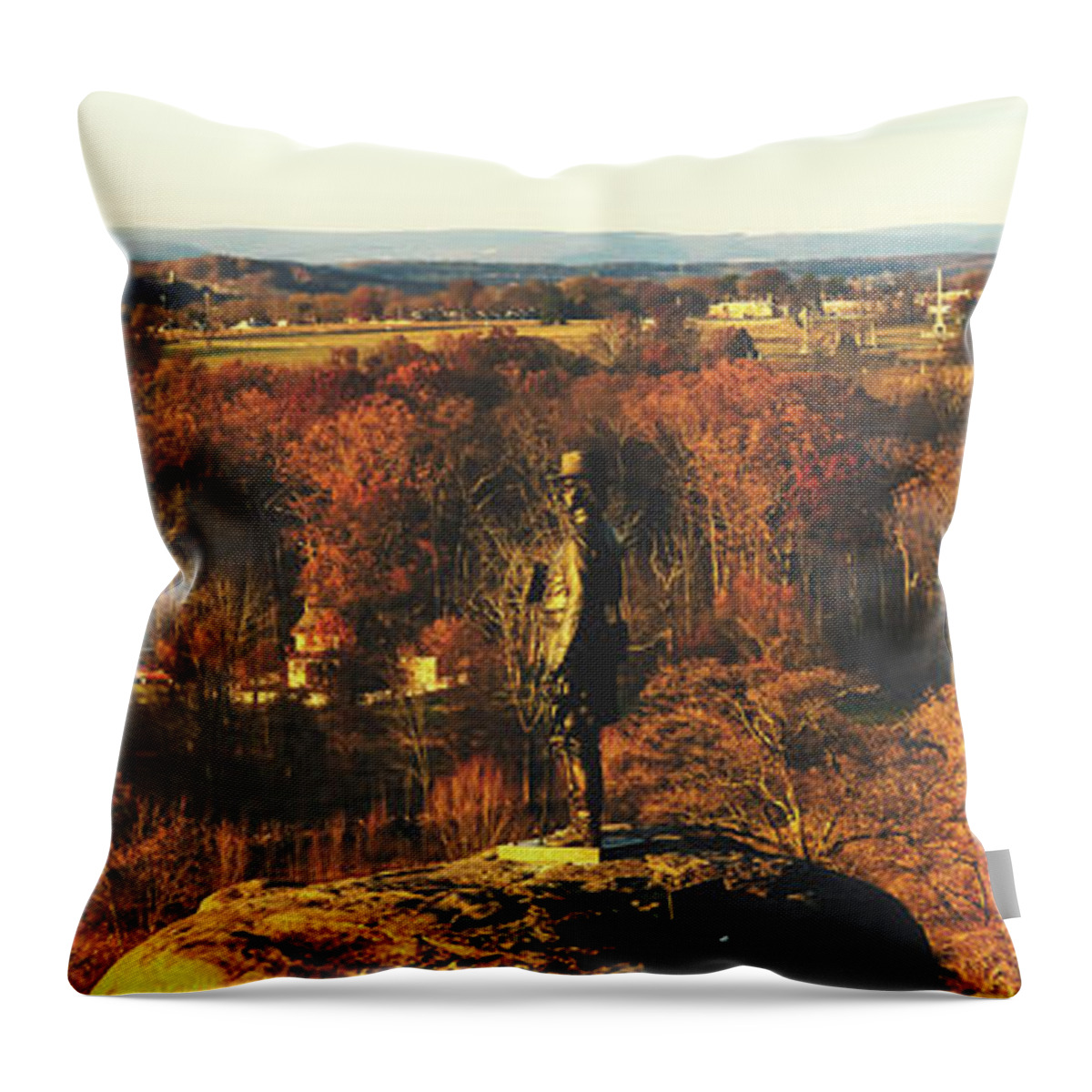 Gettysburg Throw Pillow featuring the photograph General Warren's View Of Gettysburg by Mountain Dreams