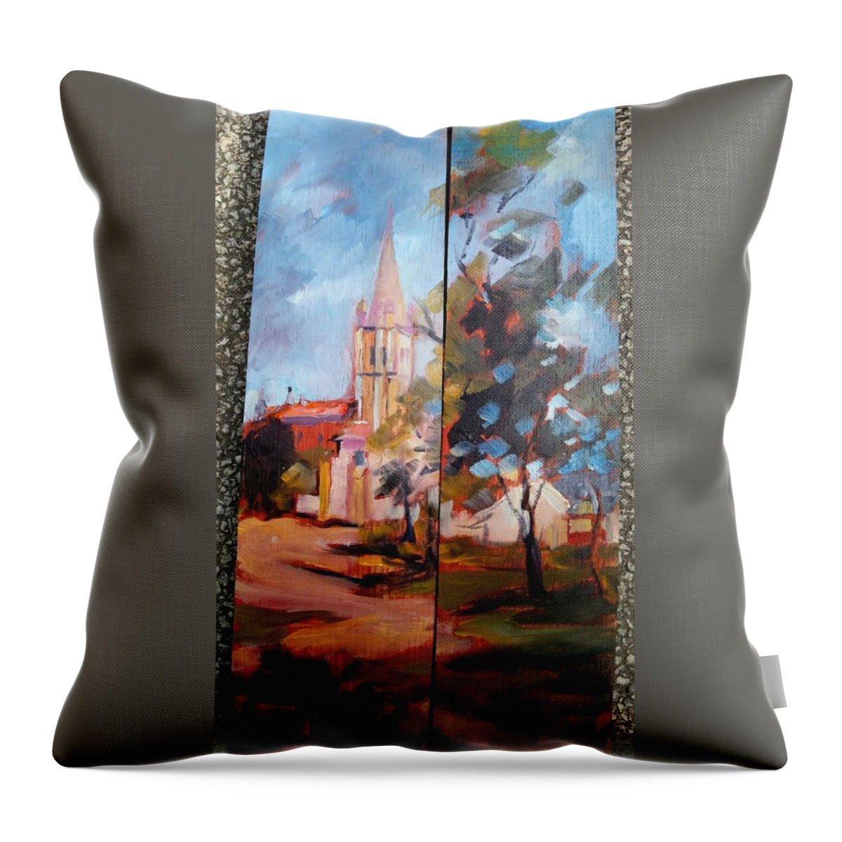  Throw Pillow featuring the painting Gensac la palus 16 by Kim PARDON