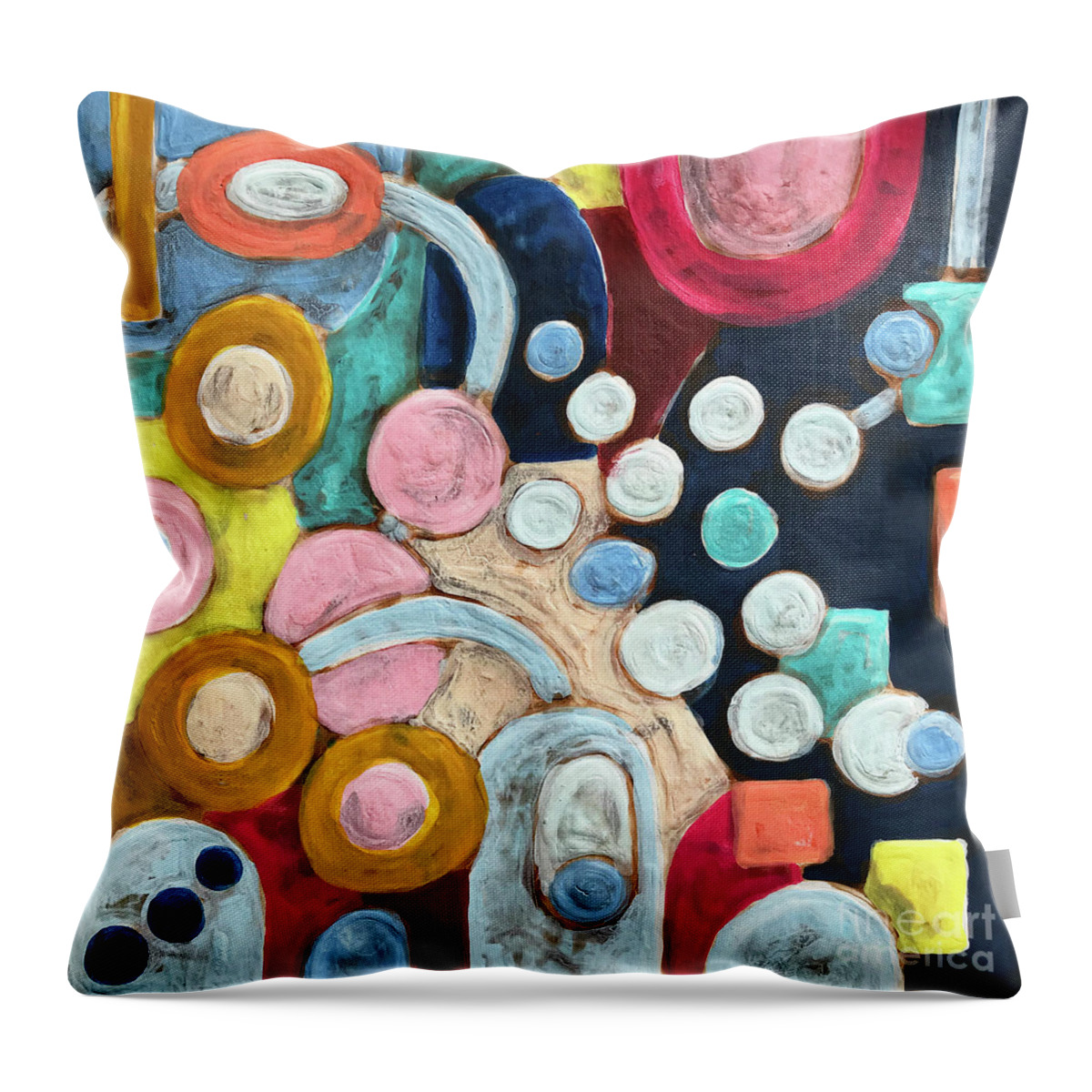 Abstract Throw Pillow featuring the painting Geometric Abstract 3 by Amy E Fraser