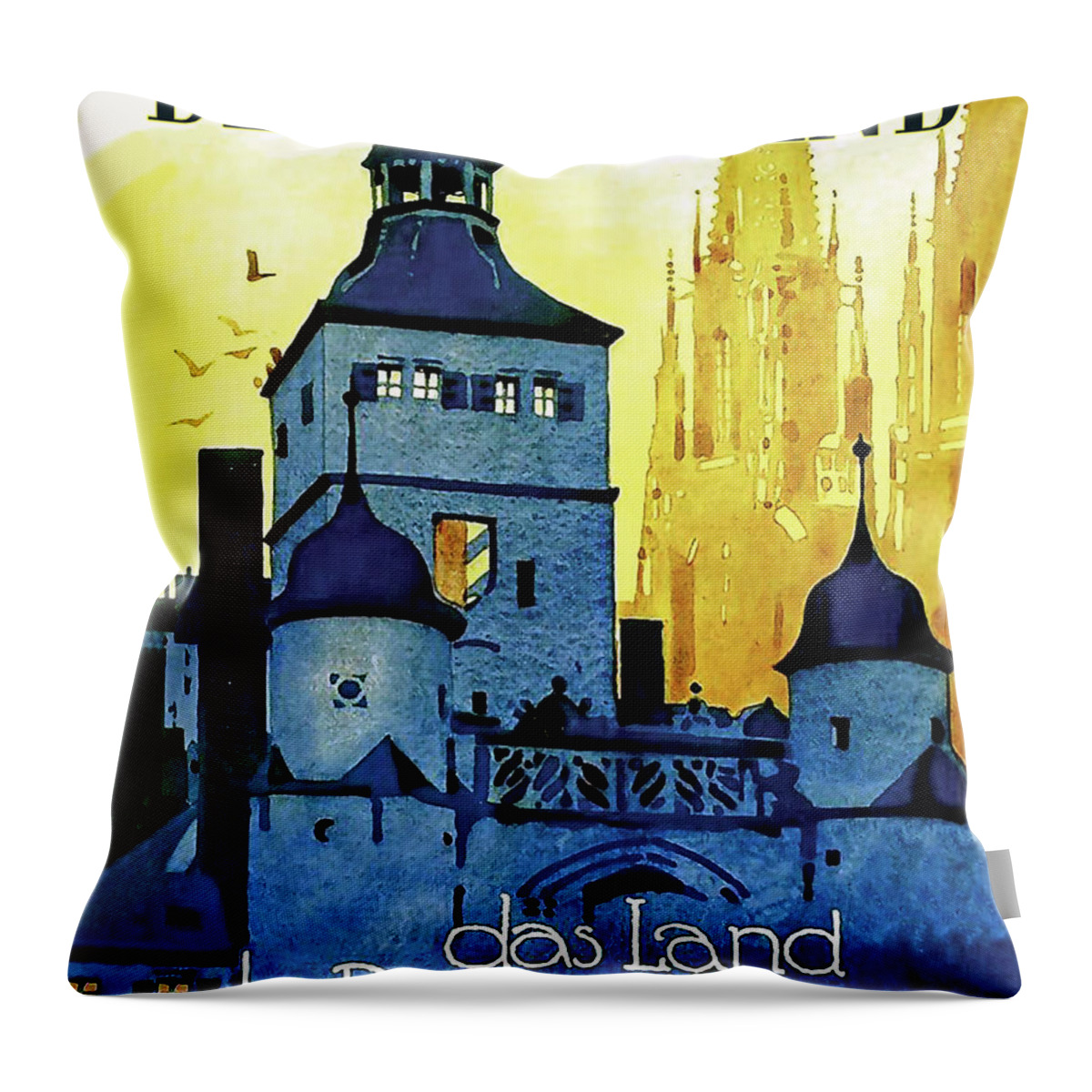 Medieval Throw Pillow featuring the digital art German, Land of Castles by Long Shot