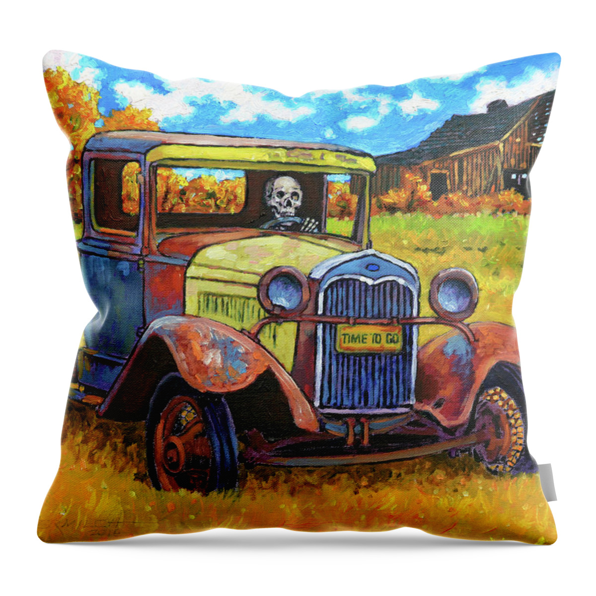 Old Truck Throw Pillow featuring the painting Getting Old Time to Go by John Lautermilch