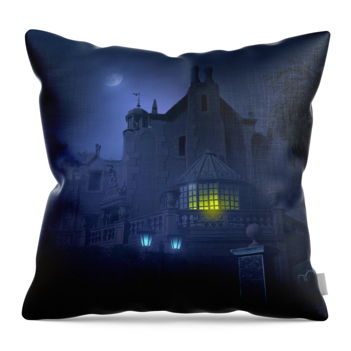 Magic Kingdom Throw Pillow featuring the photograph Ghost House by Mark Andrew Thomas