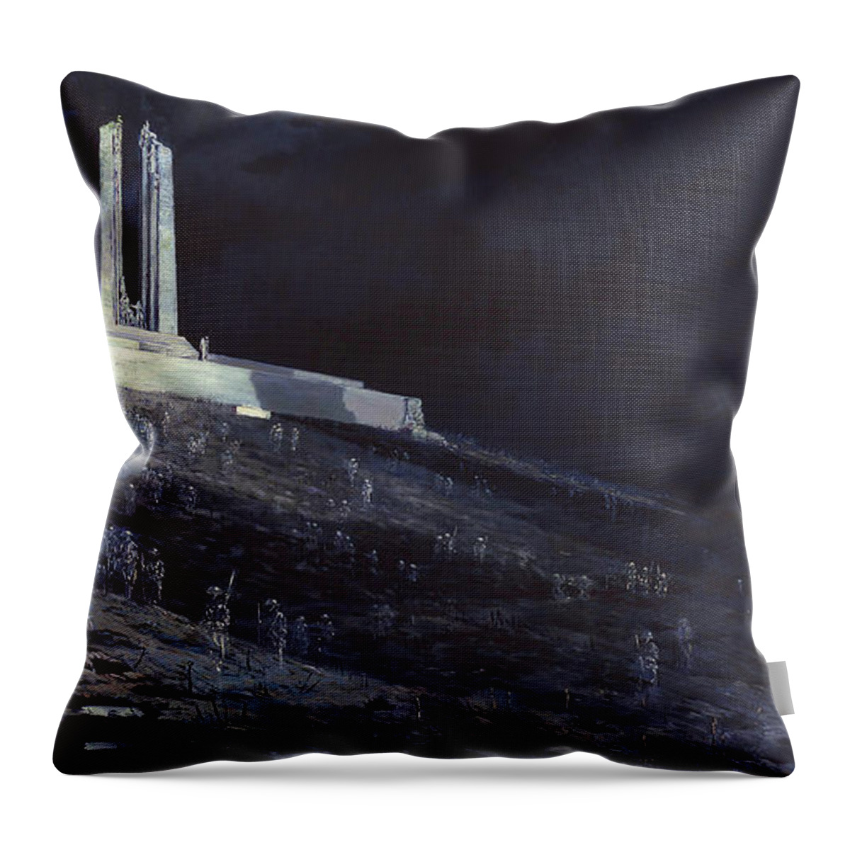 Painting Throw Pillow featuring the painting Ghosts Of Vimy Ridge by Mountain Dreams