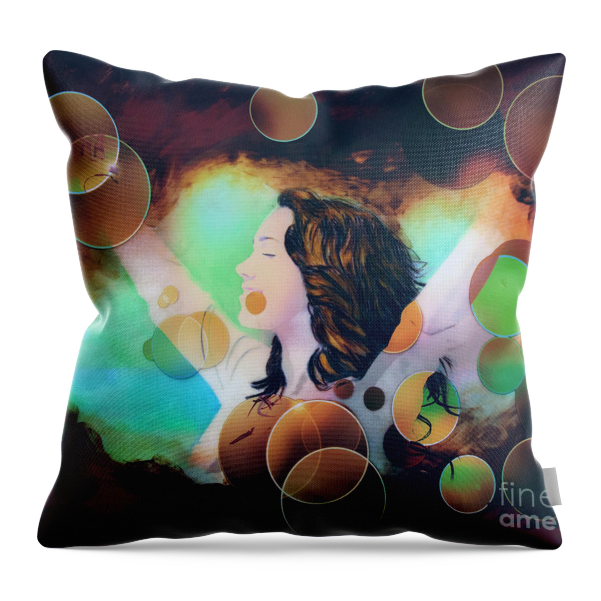 Denise Throw Pillow featuring the painting Giddy Bubbles by Denise Deiloh