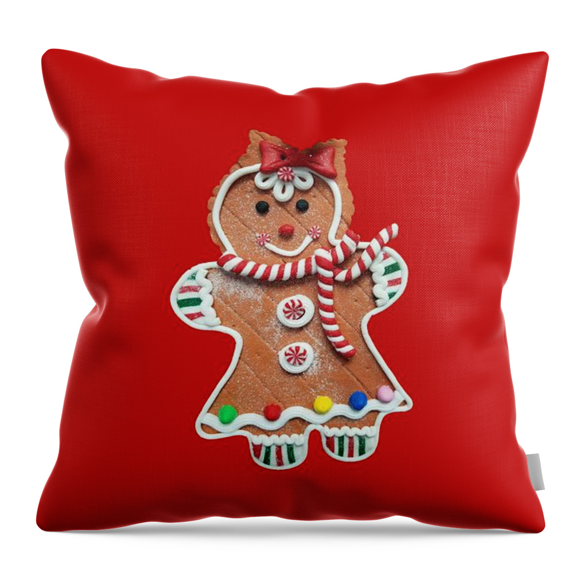 Gingerbread Throw Pillow featuring the photograph Gingerbread Cookie Girl by Rachel Hannah