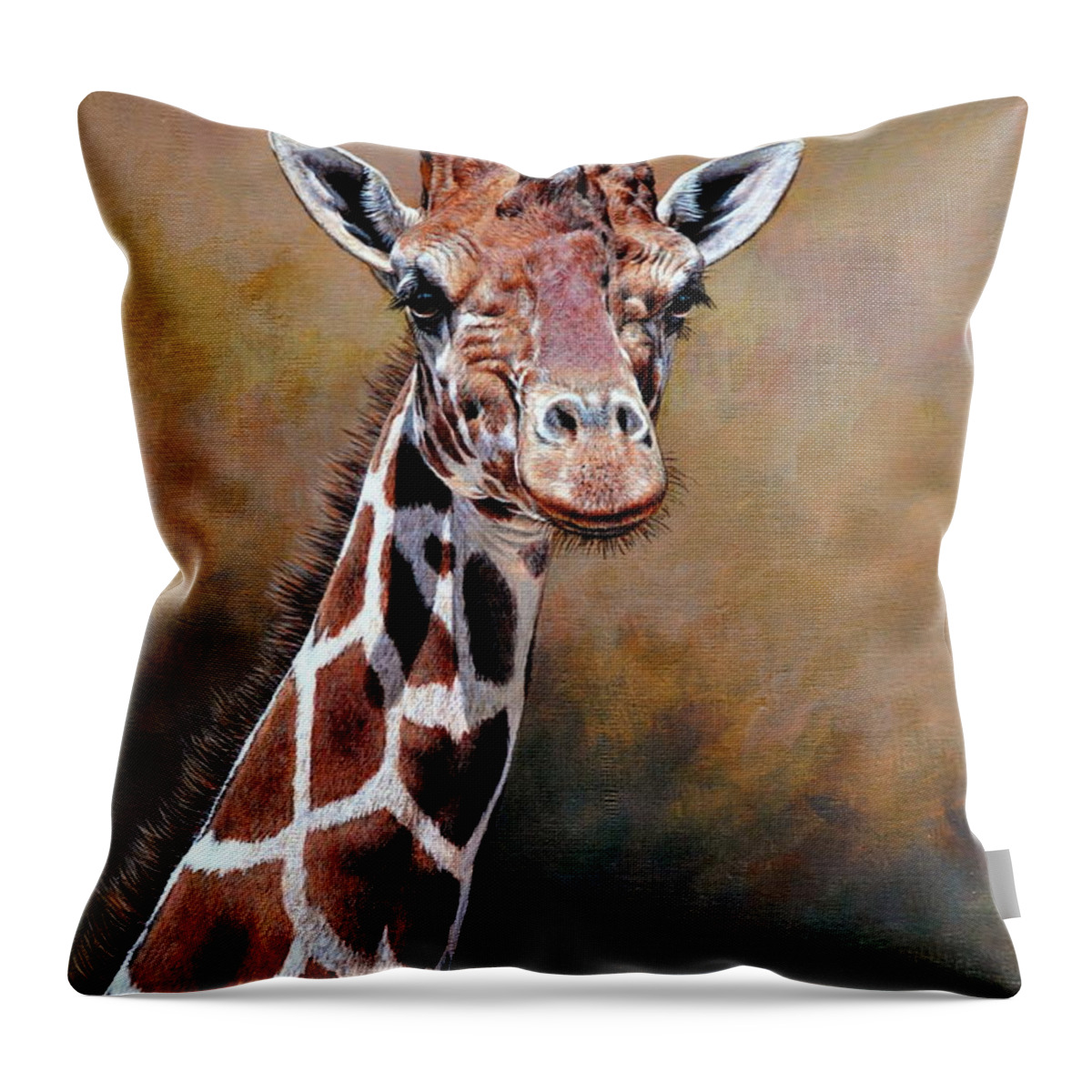 Keywords: Paintings Throw Pillow featuring the painting Giraffe Portrait by Alan M Hunt by Alan M Hunt