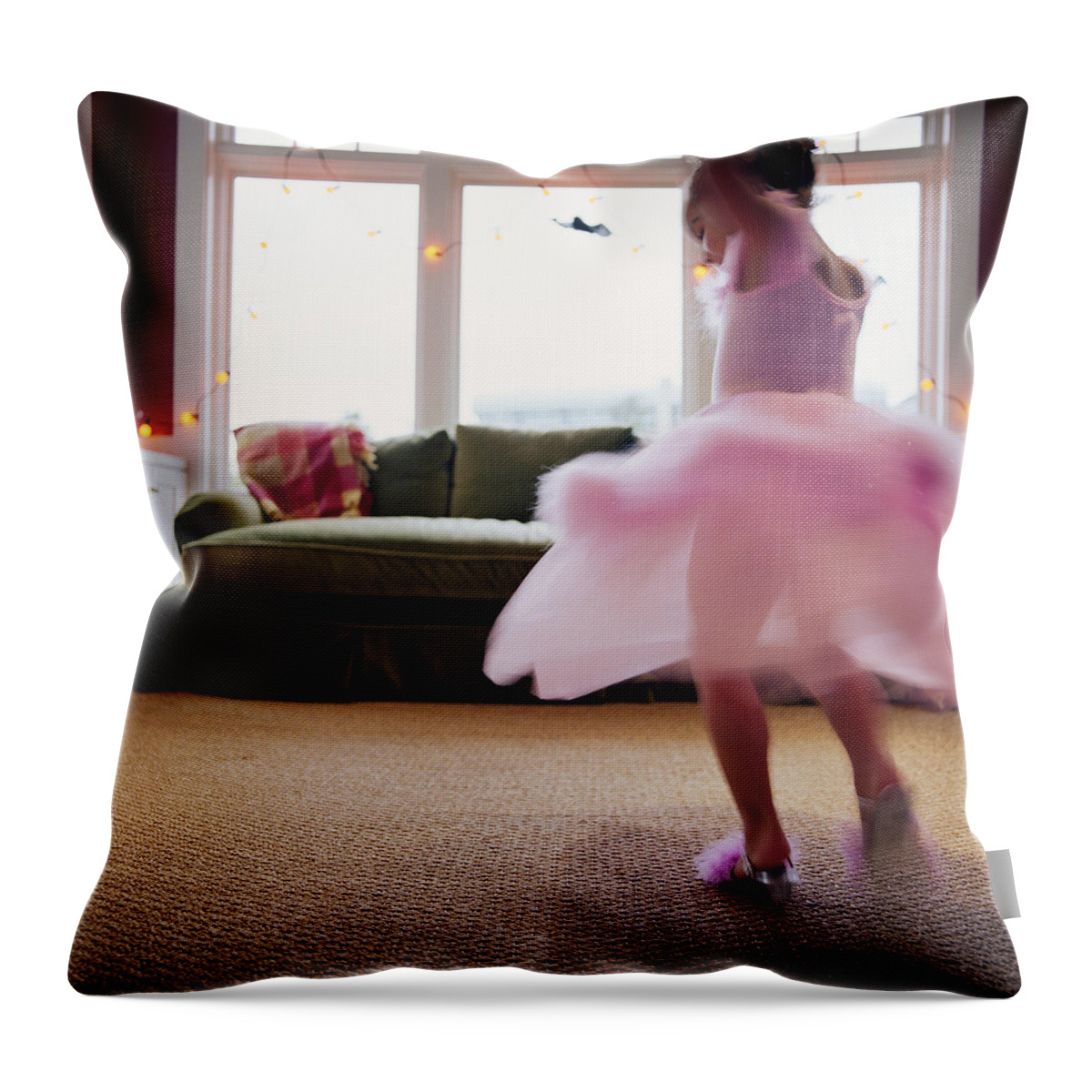 Ballet Dancer Throw Pillow featuring the photograph Girl 4-6 In Ballerina Costume, Dancing by Chad Baker/jason Reed/ryan Mcvay