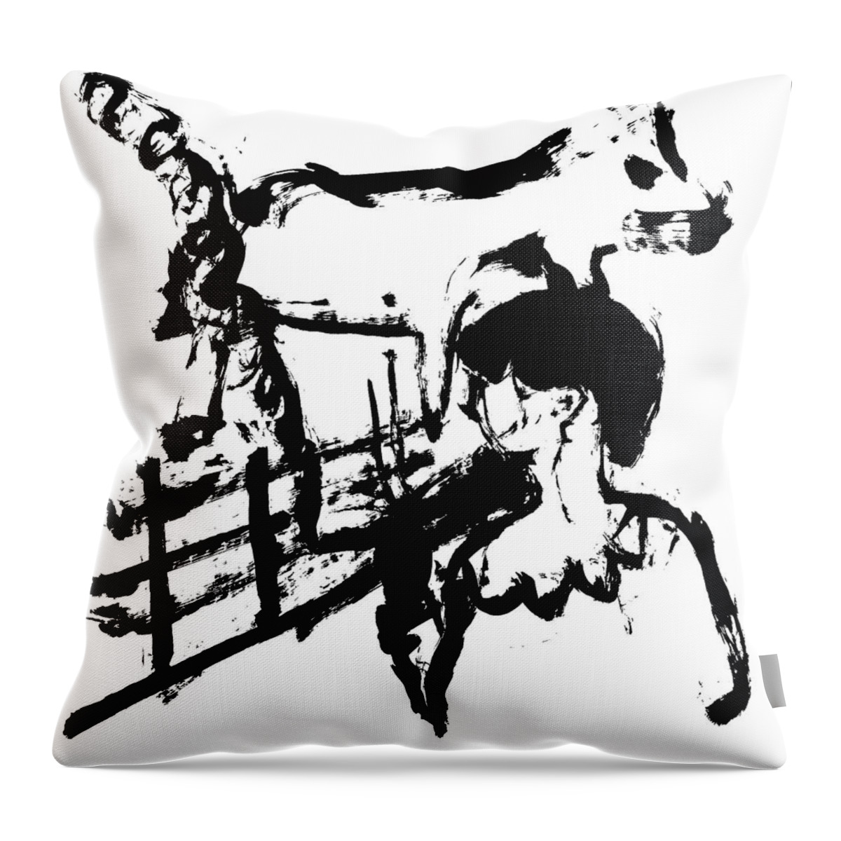 Black Throw Pillow featuring the drawing Girl and a dog by Edgeworth Johnstone