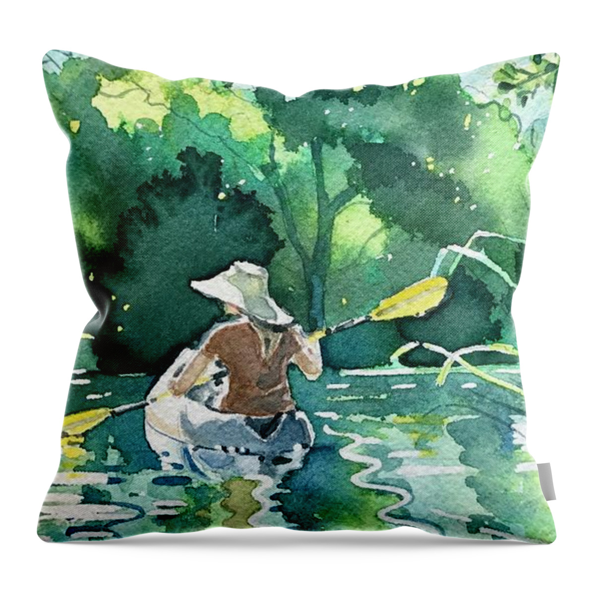 Summer Throw Pillow featuring the painting Girl in a Hat by Luisa Millicent