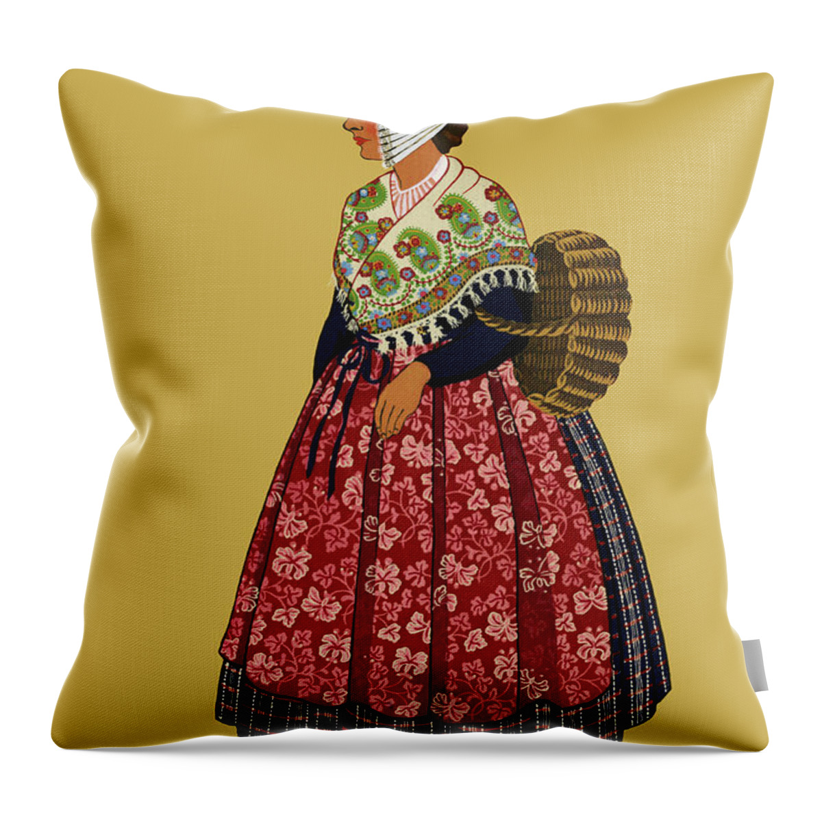 French Throw Pillow featuring the painting Girl of Normandy by Elizabeth Whitney Moffat