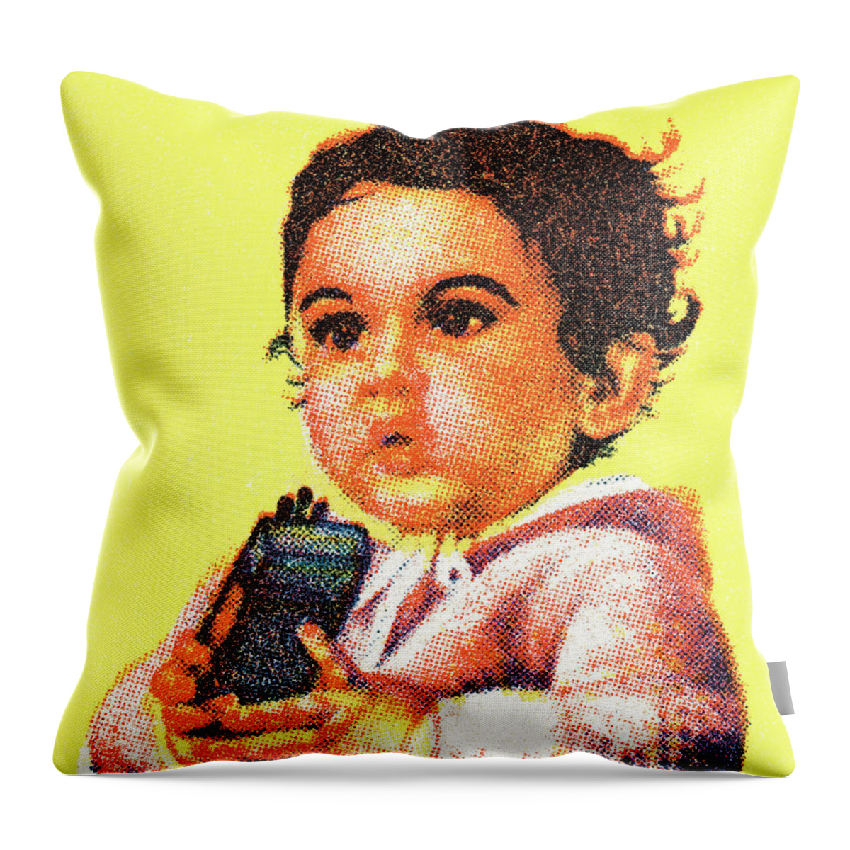 Baby Throw Pillow featuring the drawing Girl with toy by CSA Images