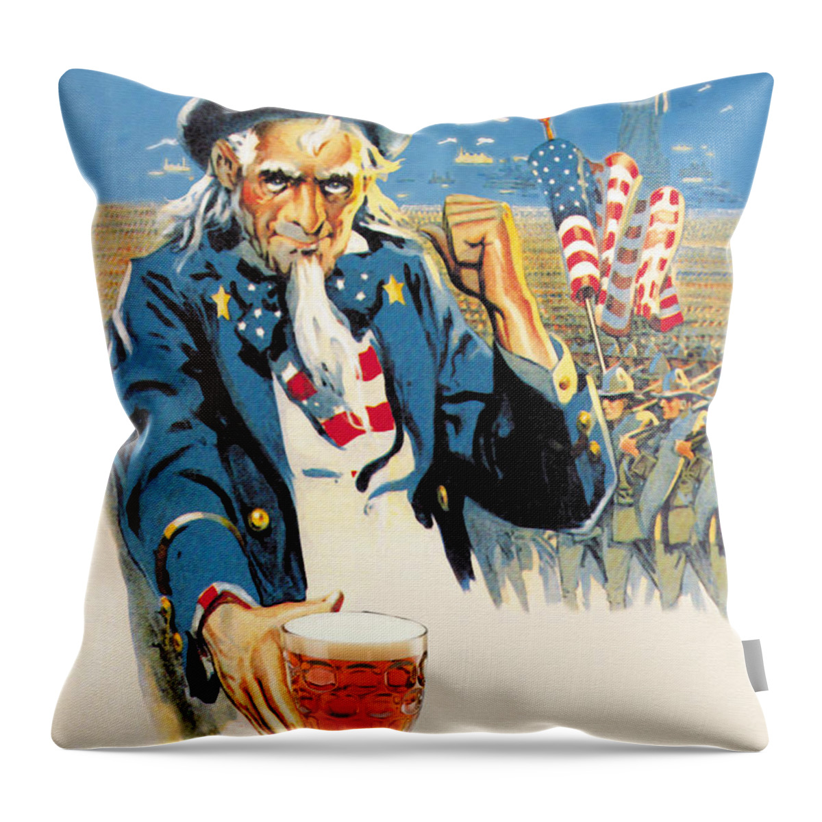 Beer Throw Pillow featuring the painting Give Me Liberty of Give Me Beer by Wilbur Pierce