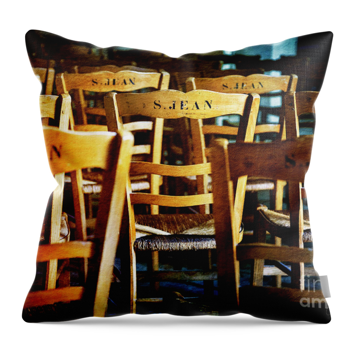 France Throw Pillow featuring the photograph Givenry's S.Jean Church Chair by Craig J Satterlee