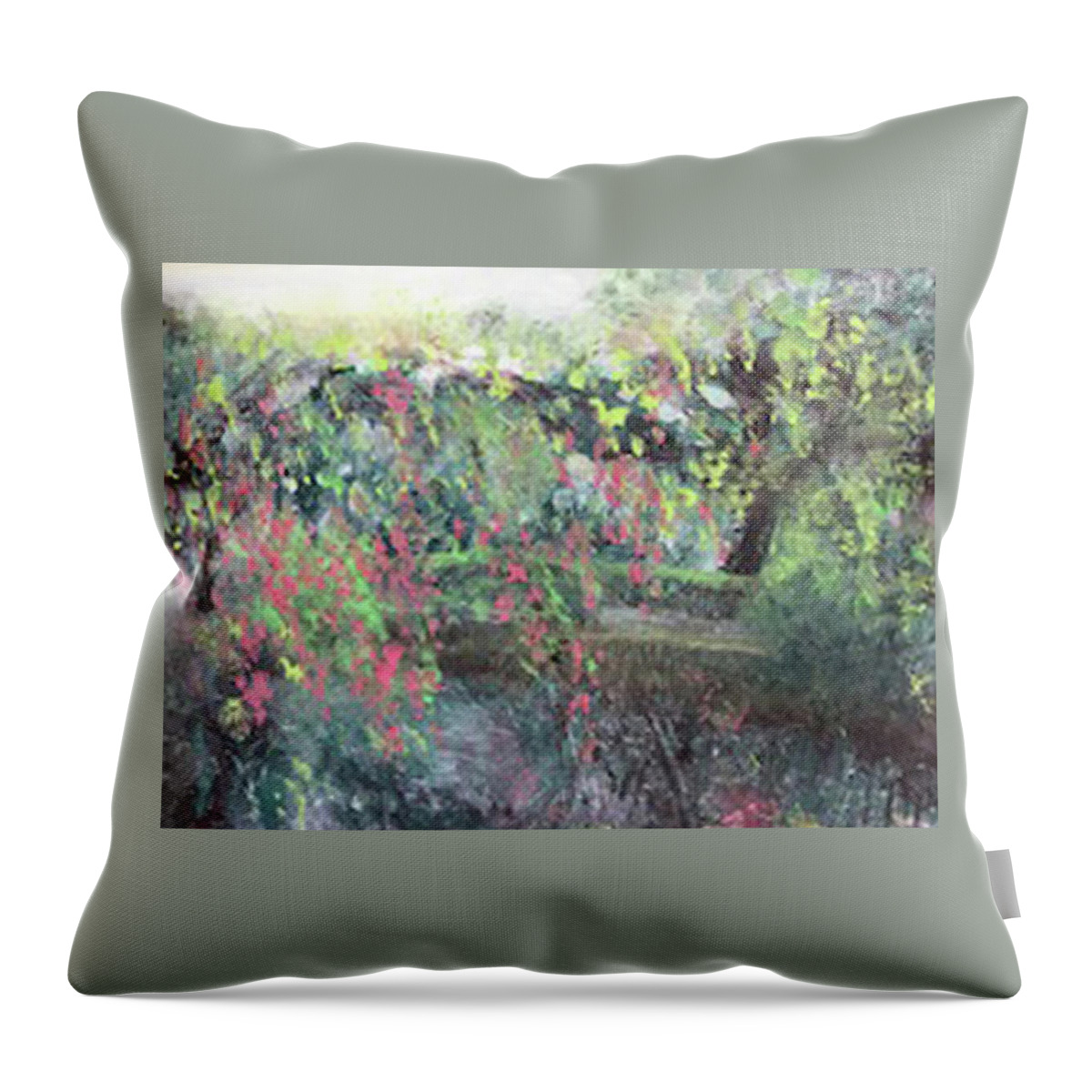 Impressionism Throw Pillow featuring the painting Giverny Bridge in the Morning Mist by Susan Grunin
