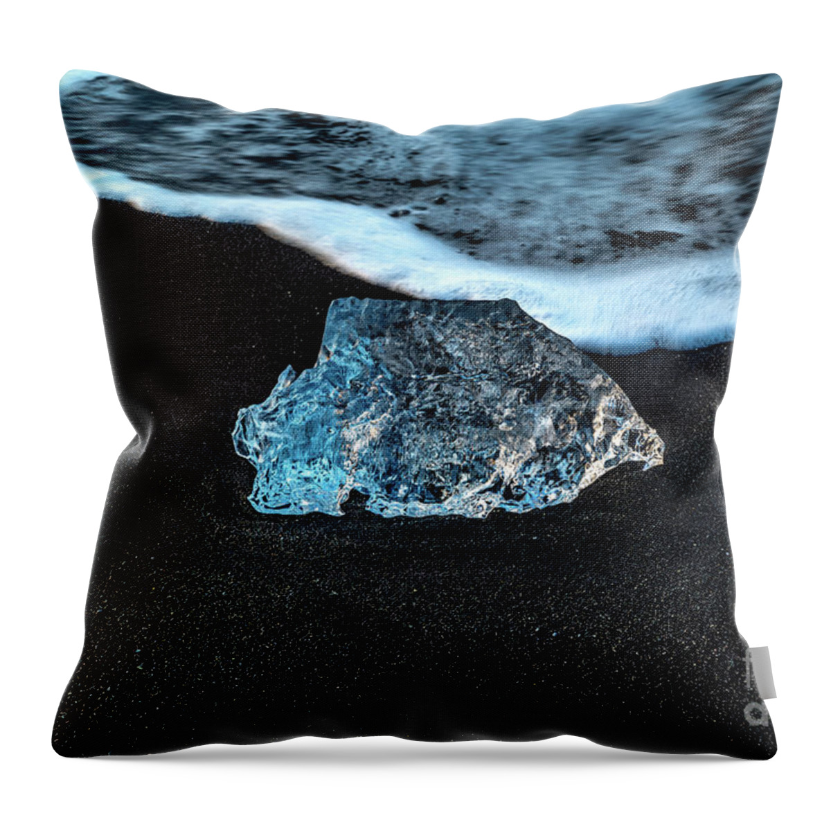 Glacial Beach Ice 1 Throw Pillow featuring the photograph Glacial Beach Ice 1 by M G Whittingham