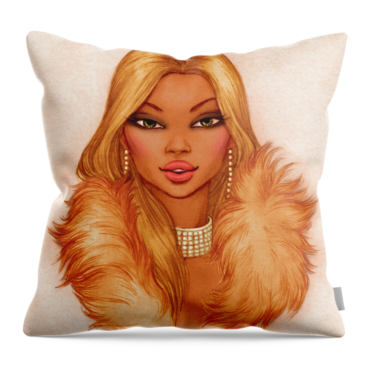 People Throw Pillow featuring the digital art Glamour Girl Portrait Blond by Tatarnikova