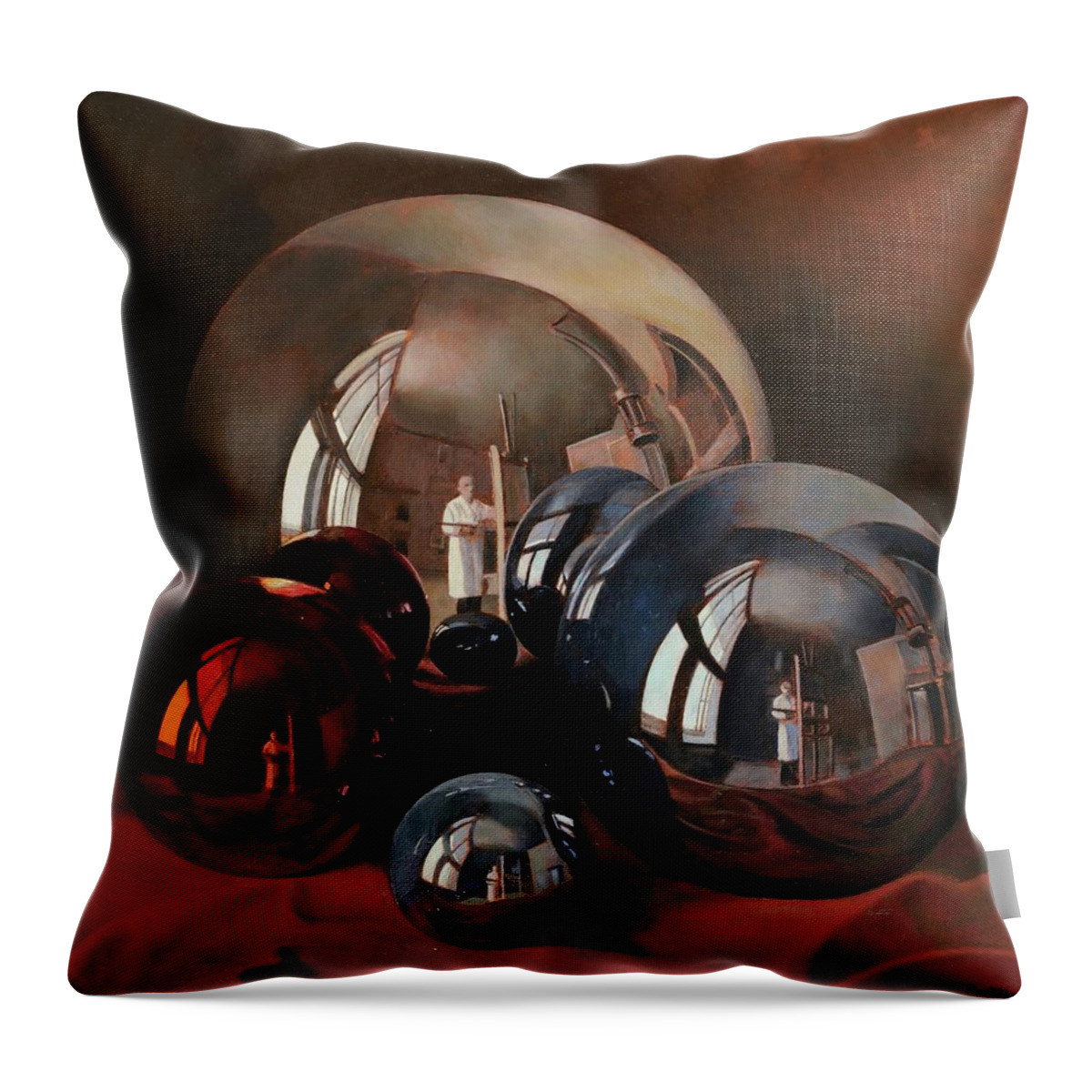 Abstract Throw Pillow featuring the painting Glass Balls by Theodor Barth