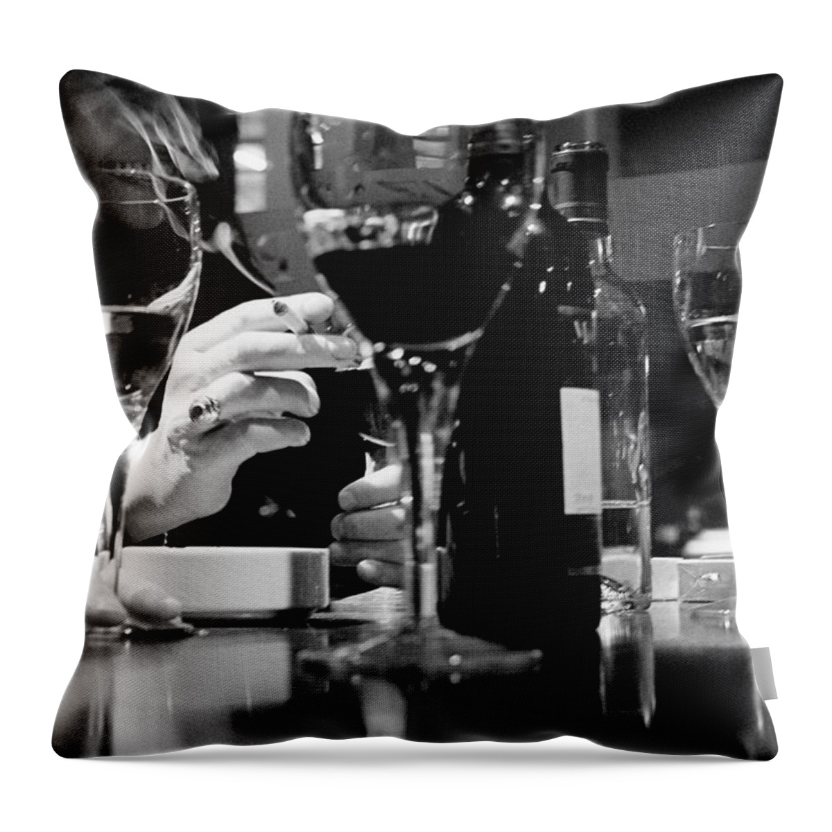 Smoking Throw Pillow featuring the photograph Glasses Of Wine by Matt Carr