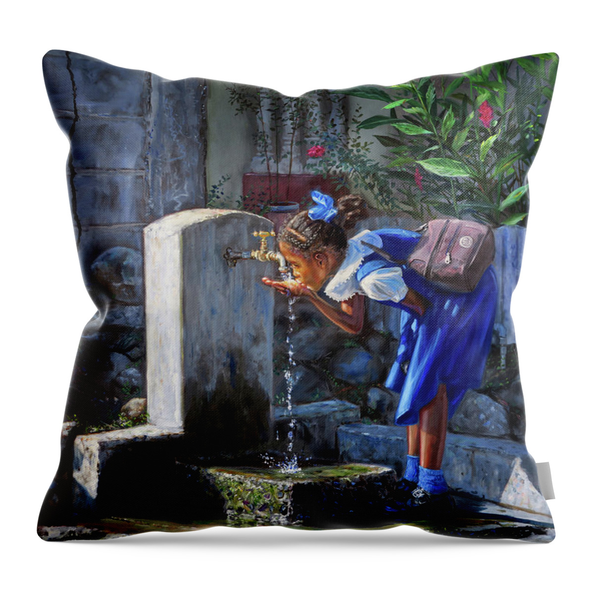 Caribbean Art Throw Pillow featuring the painting Glo #2 by Jonathan Gladding