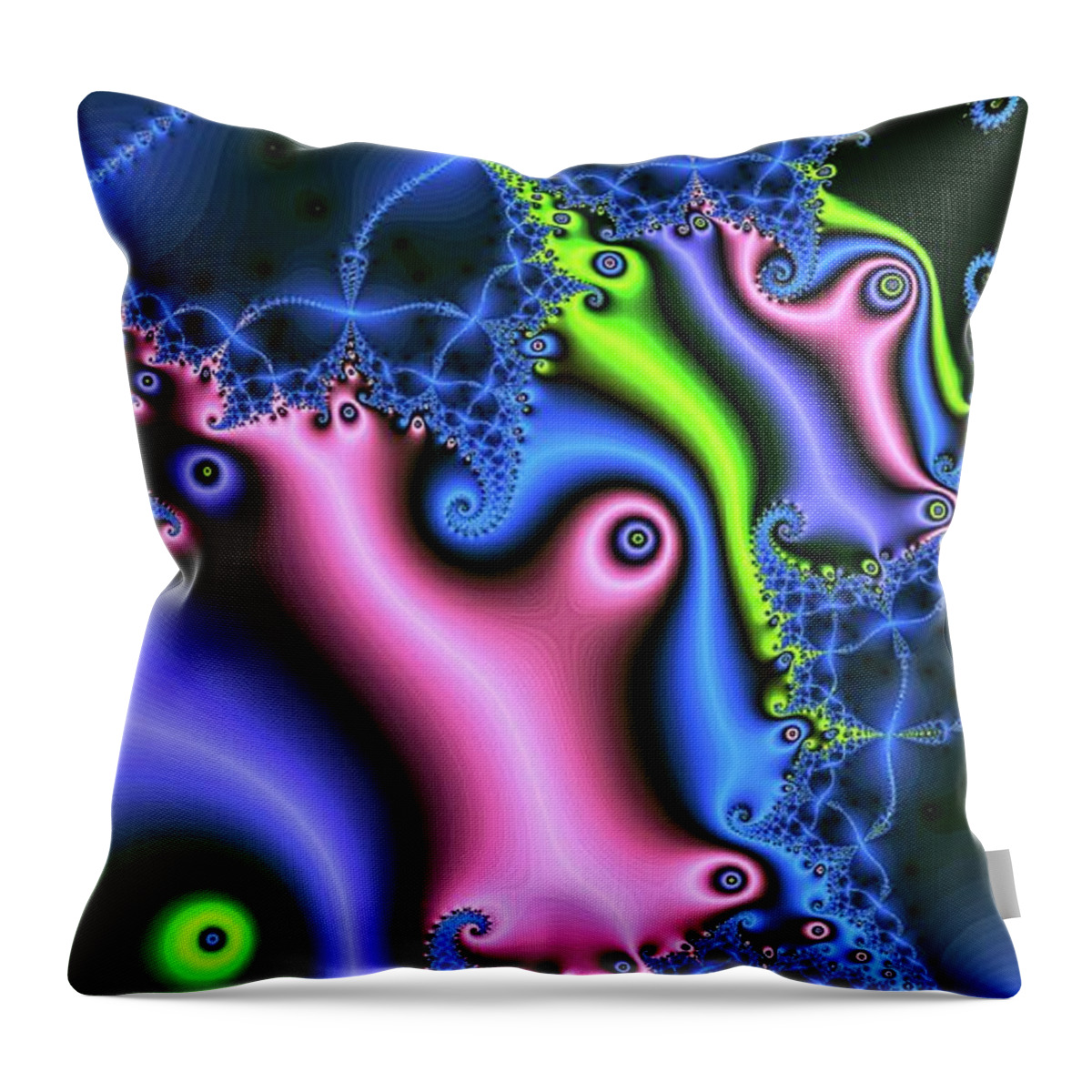 Fractal Throw Pillow featuring the digital art Glowing Blue Broken Arrow by Don Northup