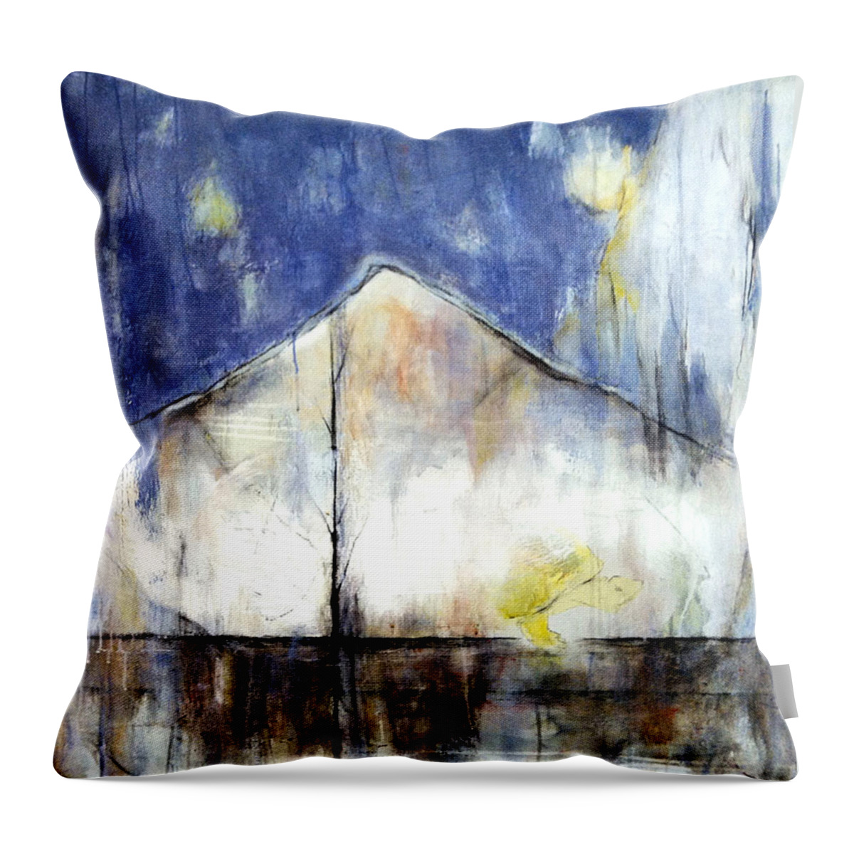 Landscape Throw Pillow featuring the painting Godspeed, Old Man Tortoise by Janet Zoya